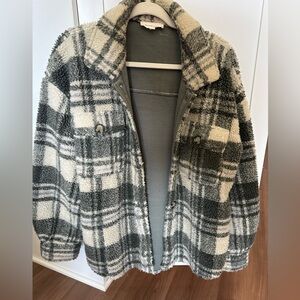 Wishlist Gray and Cream Sherpa Coat